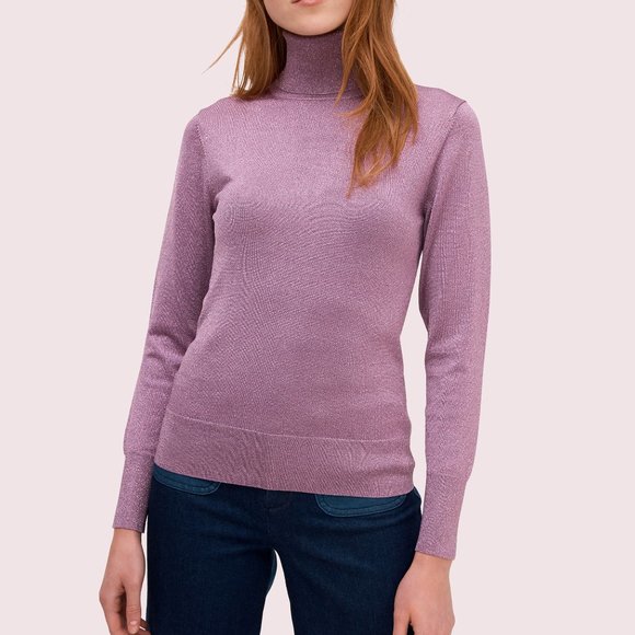 Kate Spade metallic ribbed turtleneck Purple Shade - Picture 1 of 3